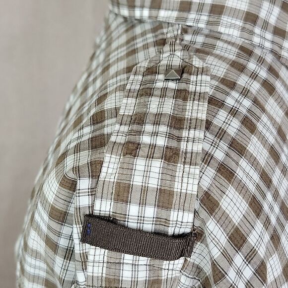 EXPRESS Men's Western Brown‎ and White Plaid Shirt Medium - Picture 4 of 9